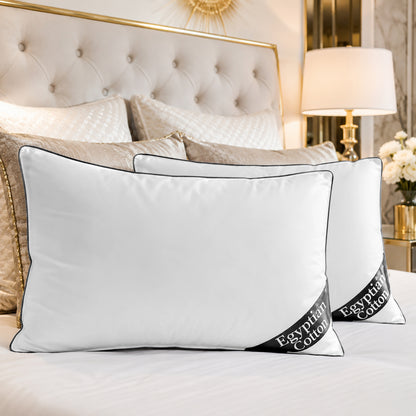 Soft Egyptian Cotton Bed Pillows – Luxury Pillow Pair