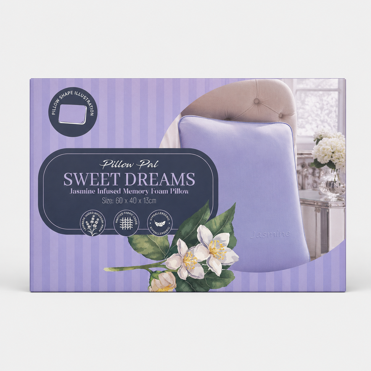 Jasmine Infused Memory Foam Pillow – Soft Support Sleeping Pillow
