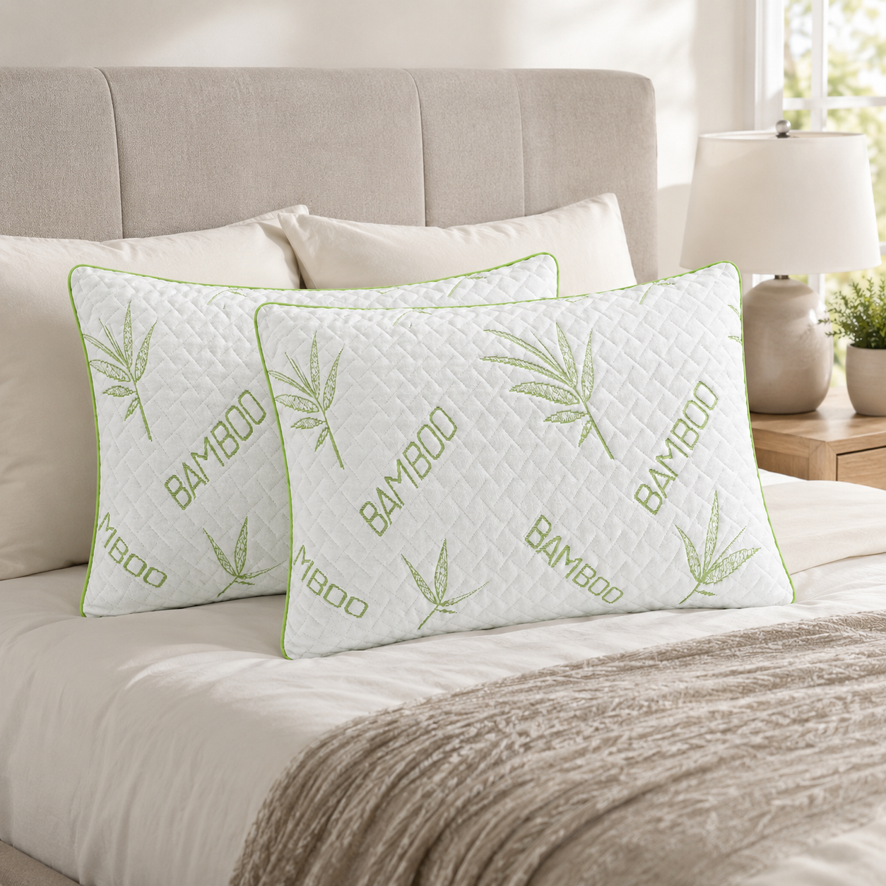 Luxury 2Pk Bamboo Memory Foam Pillow
