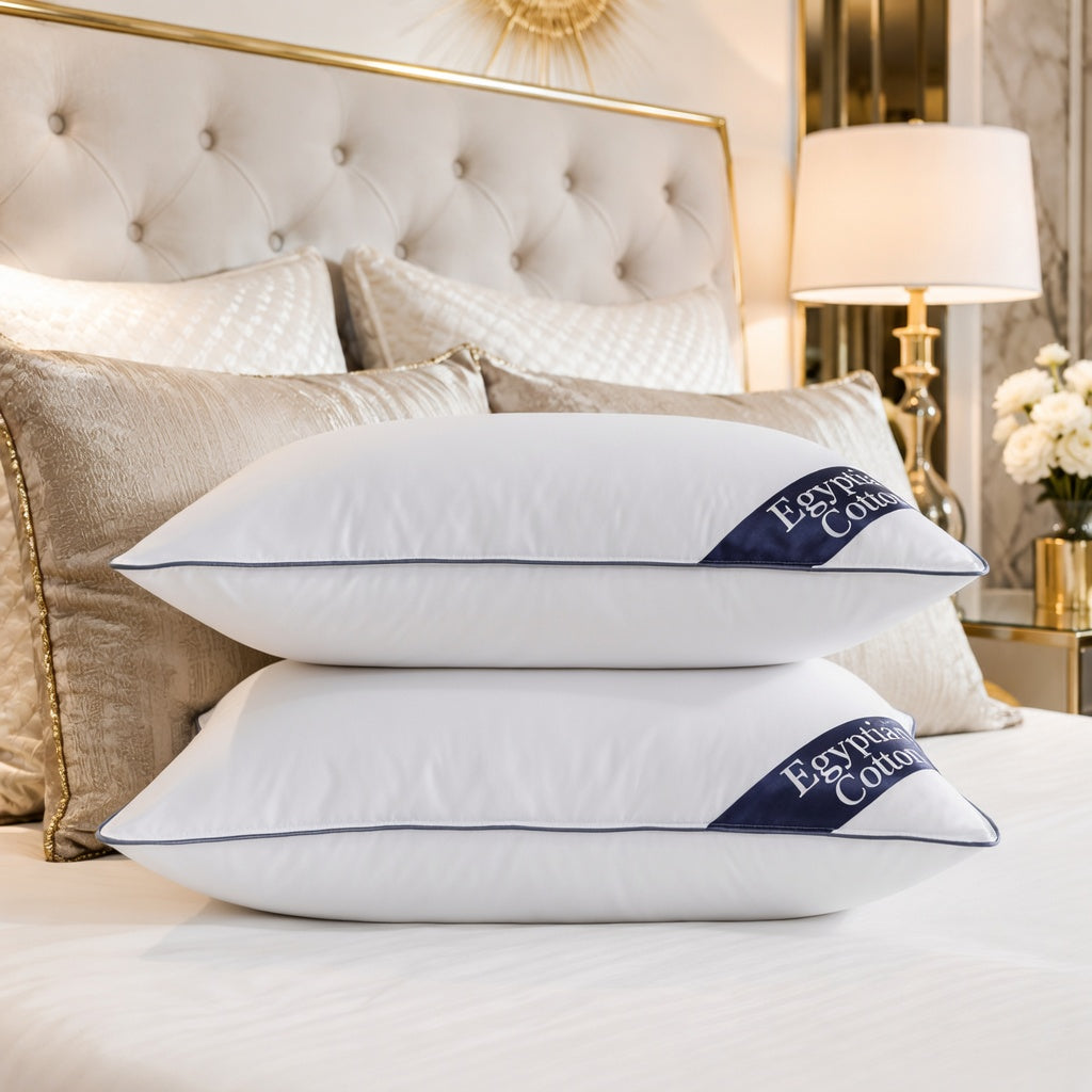 Luxury Soft Pack of 2 Egyptian Cotton Pillow Pair - Navy